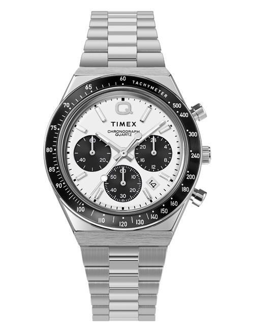 Q Diver Inspired Chrono Sst Case White Dial Bracelet Timex Silver