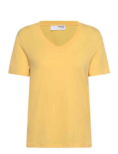 Slfessential Ss V-Neck Tee Noos Selected Femme Yellow