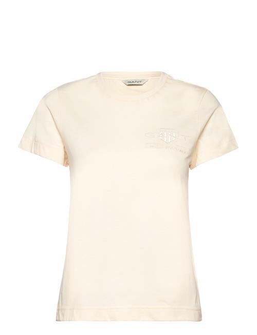 GANT Reg Tonal Shield Ss T-Shirt GANT Cream