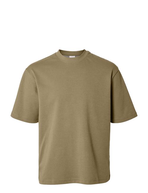 Slhlooseoscar Ss O-Neck Tee Noos Selected Homme Khaki