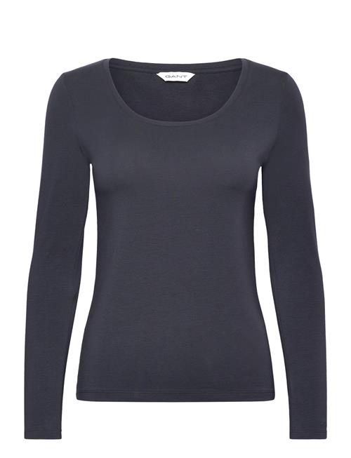 Slim Cot/Ela Ls Scoop Neck Top GANT Navy