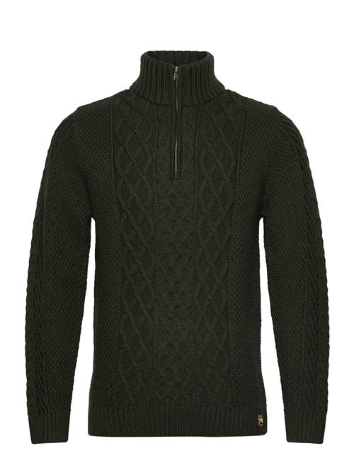 Jacob Cable Knit Half Zip Superdry Green