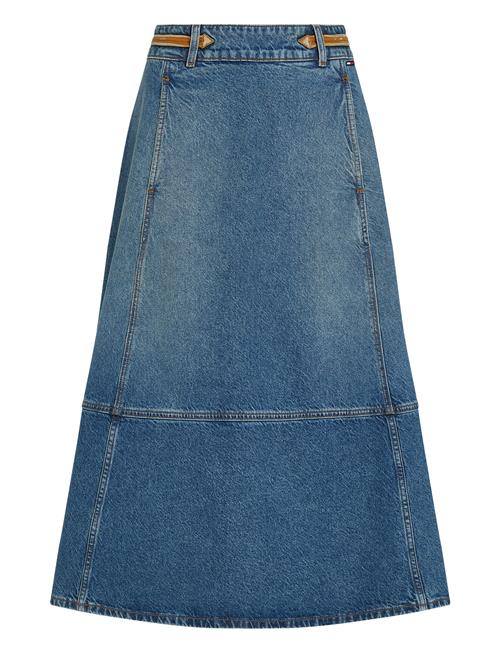 Dnm Midi Skirt Hw Leather Bo Tommy Hilfiger Blue