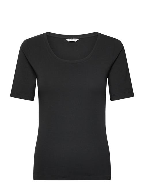 Slim Cot/Ela Ss Scoop Neck Top GANT Black