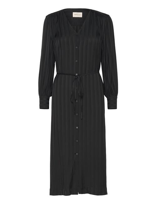 Relaxed Satin Stripe Shirt Dress GANT Black