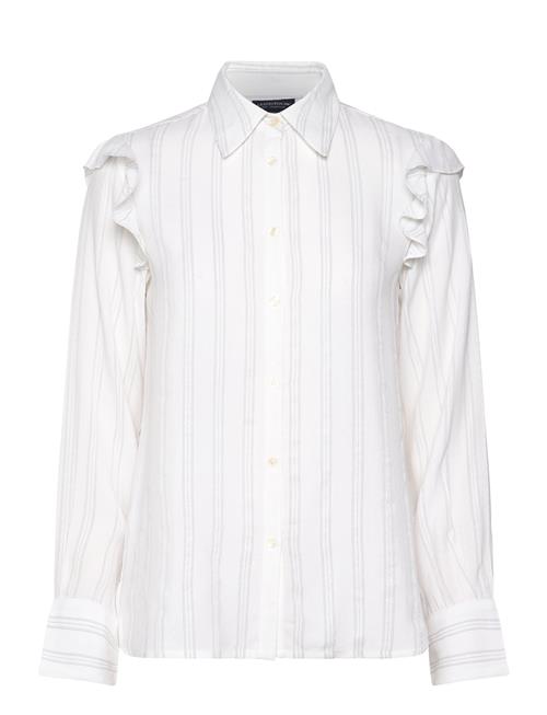 Jacquard Weave Ruffle Blouse Lexington Clothing White