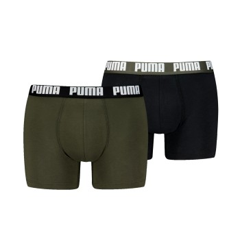 Puma 2P Men Everyday Basic Boxer Sort/Grøn bomuld Medium Herre