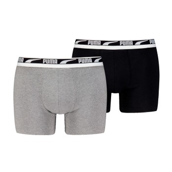 Puma 2P Men Multi Logo Boxer Sort/Hvid bomuld Medium Herre