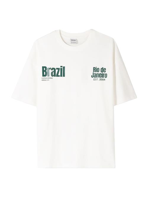 Bershka Shirts 'BRAZIL'  mørkegrøn / hvid