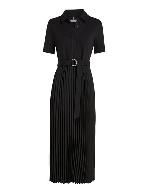 Visc Mix Pleated Polo Dress Ss Tommy Hilfiger Black