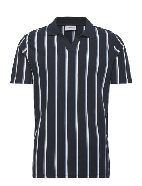 Striped Piqué Polo Shirt S/S Lindbergh Navy