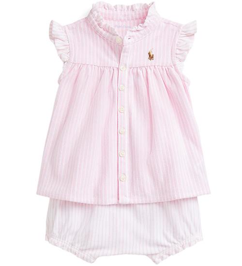 Se Polo Ralph Lauren Top/Bloomers - Rosa/Hvidstribet ved KidsWorld