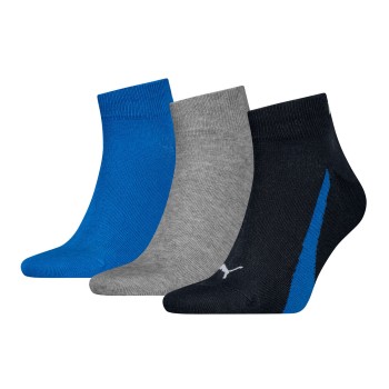 Puma Strømper 3P Lifestyle Quarter Socks Sort/Blå Str 43/46