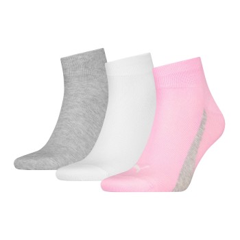 Puma Strømper 3P Lifestyle Quarter Socks Rosa/Grå Str 43/46