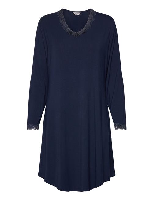 Bamboo Long Sleeve Nightdress With Lady Avenue Navy