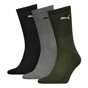 Puma Strømper 3P Sport Crew Socks Sort/Grøn Str 39/42