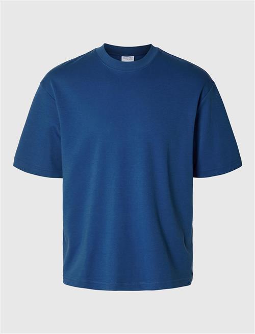 Slhlooseoscar Ss O-Neck Tee Noos Selected Homme Blue