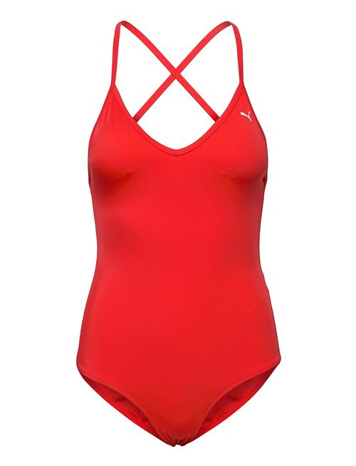 Puma Swim Women Vneck Padded Swimsuit 1P Puma Swim Red