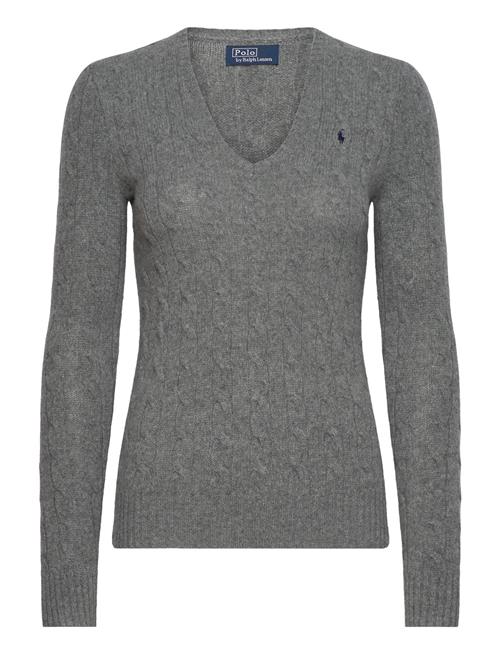 Cable-Knit Wool-Cashmere V-Neck Sweater Polo Ralph Lauren Grey