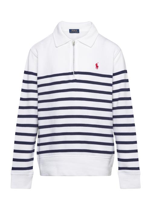 Striped Spa Terry Quarter-Zip Sweatshirt Ralph Lauren Kids White