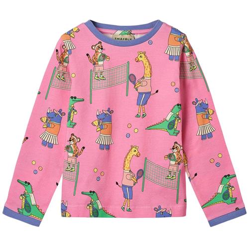 Småfolk Long Sleeved Top With Tennis Club Bubblegum Tennis Club Langærmet T-shirt Bubblegum | Lyserød | 2-3 years