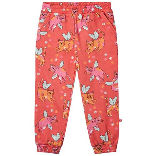 Småfolk Cats Joggingbukser Pink Punch 3-4 Y  Rød  3-4 år  kvinde