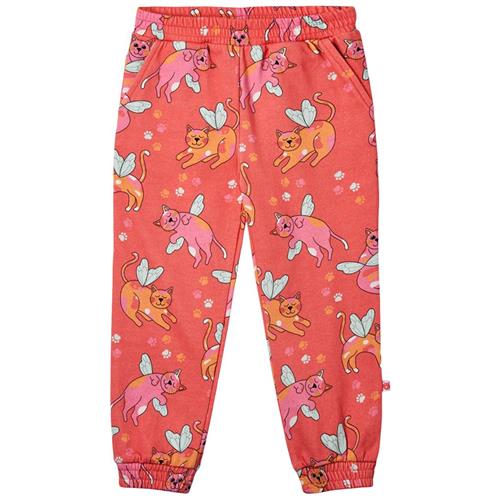 Småfolk Pants With Cats Pink Punch Cats Joggingbukser Pink Punch | Rød | 3-4 years