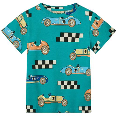 Småfolk T-Shirt With Race Cars Teal Race Cars T-shirt Teal | Grønn | 2-3 years