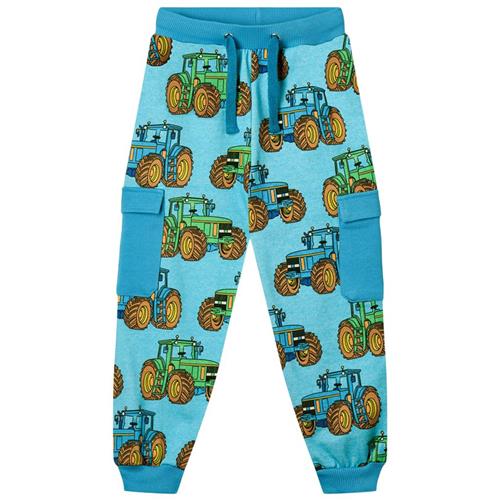 Småfolk Pants With Tractors Blue Atoll Tractors Joggingbukser Blue Atoll | Blå | 1-2 years