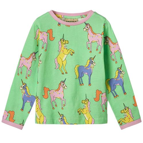 Småfolk Long Sleeved Top With Unicorns Minty Green Tea Unicorns Langærmet T-shirt Minty Green Tea | Grønn | 7-8 years