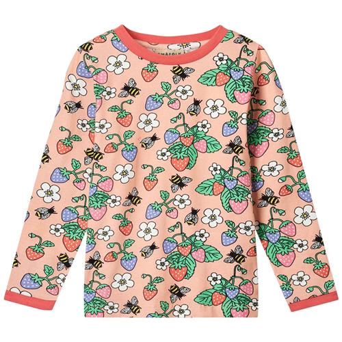 Småfolk Long Sleeved Top With Strawberries Blossom Strawberries Langærmet T-shirt Blossom | Lyserød | 7-8 years