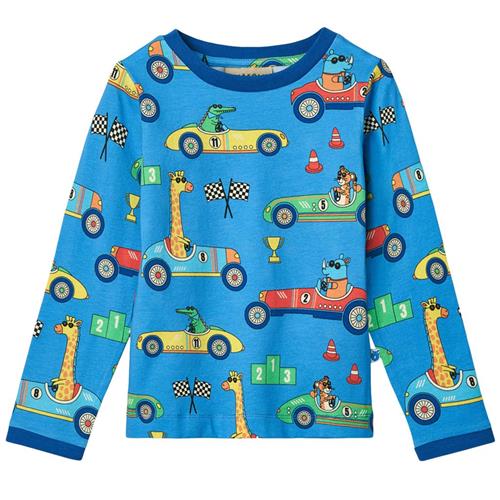 Småfolk Long Sleeved Top With Race Cars Tropic Sea Race Cars Langærmet T-shirt Tropic Sea | Blå | 1-2 years