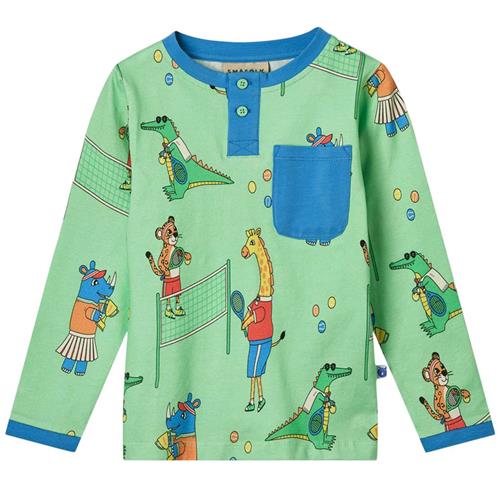 Småfolk Long Sleeved Top With Tennis Club Minty Green Tea Tennis Club Langærmet T-shirt Minty Green Tea | Grønn | 7-8 years