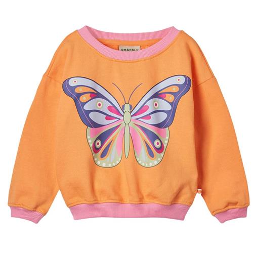 Se Småfolk Butterfly Sweatshirt Papaya 5-6 Y  Orange.  5-6 år  kvinde ved Babyshop