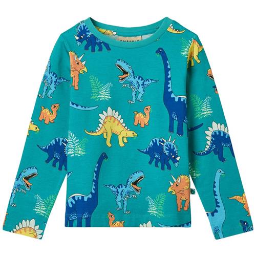 Småfolk Dinosaurs Langærmet T-shirt Teal 4-5 Y  Grøn  4-5 år  mand