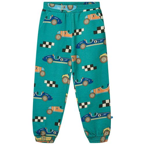 Småfolk Pants With Race Cars Teal Race Cars Joggingbukser Teal | Grønn | 5-6 years