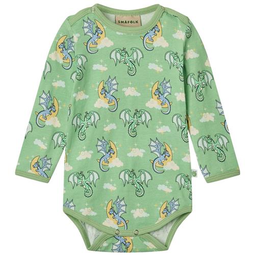 Småfolk Sleeping Dragons Baby Body Sage 56 cm  Grøn  56 cm  Unisex