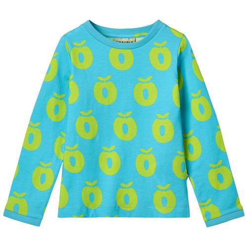 Se Småfolk Apples Langærmet T-shirt Blue Atoll 4-5 Y  Blå  4-5 år  mand ved Babyshop