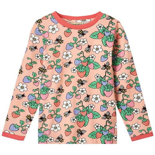 Småfolk Strawberries Langærmet T-shirt Blossom 3-4 Y  Lyserød  3-4 år  kvinde