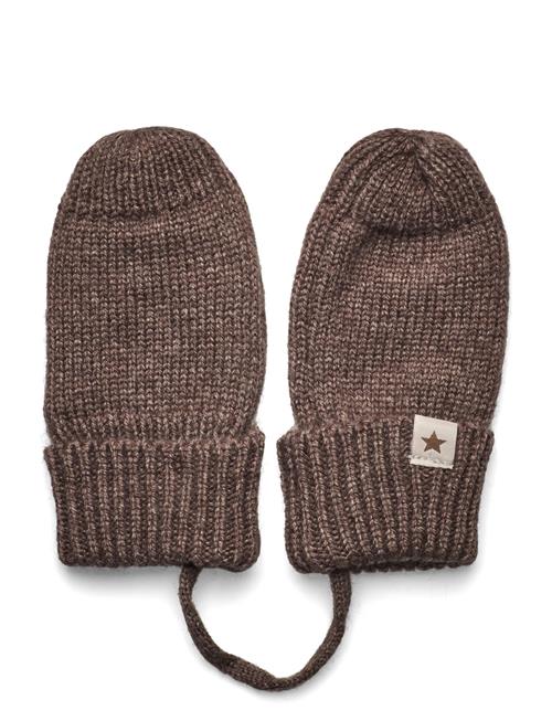 Mittens Wool Knit Huttelihut Brown