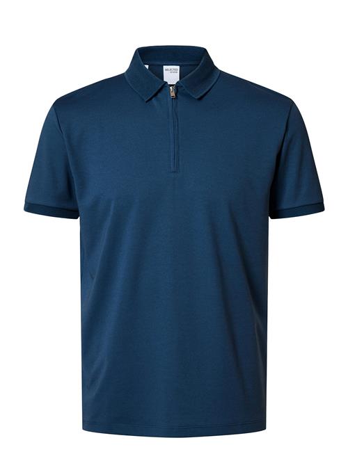 Slhfave Zip Ss Polo Noos Selected Homme Navy