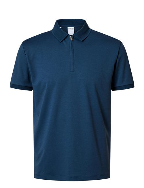 Slhfave Zip Ss Polo Noos Selected Navy