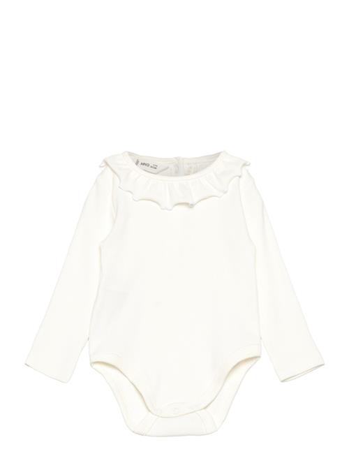 Ruffle Ribbed Bodysuit Mango White