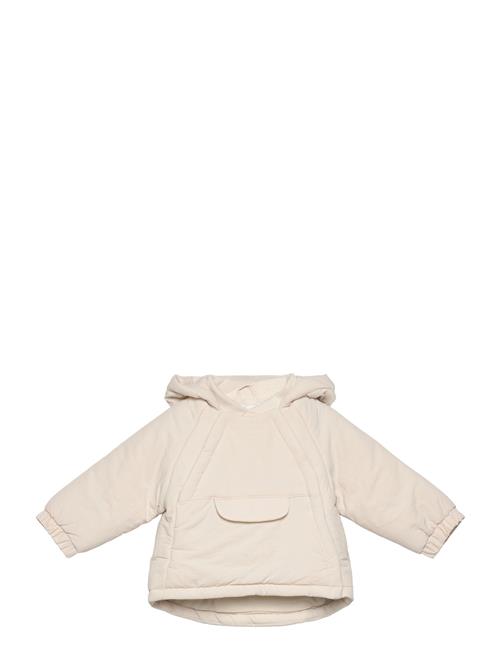 Kangaroo Pocket Quilted Jacket Mango Cream