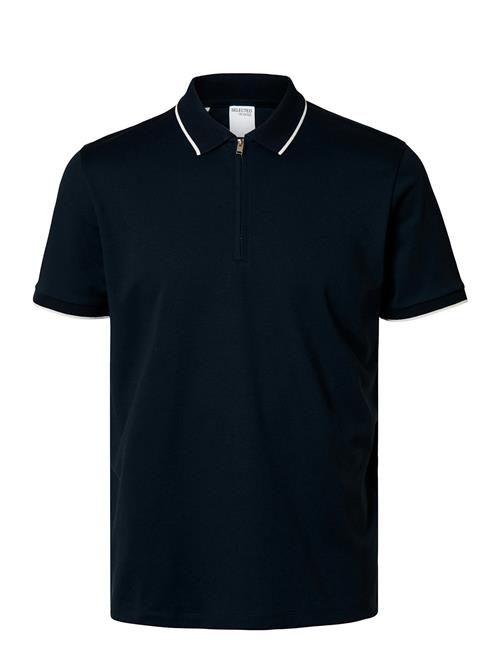 Se Slhfave Sport Zip Ss Polo Noos Selected Homme Navy ved Booztlet