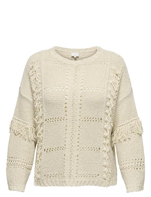 Caryrsa Life Ls Fringe O-Neck Knt ONLY Carmakoma Cream