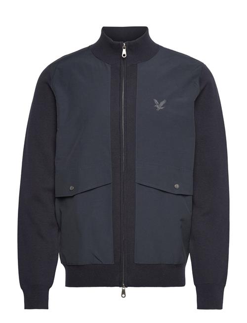 Se Milano Hybrid Full Zip Knitted Jacket Lyle & Scott Navy ved Booztlet