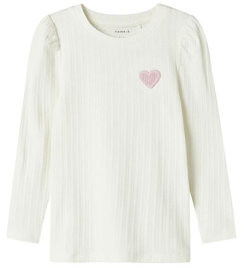 Name It Bluse - Rib - NmfDlove - Cloud Dancer m. Hulmønster