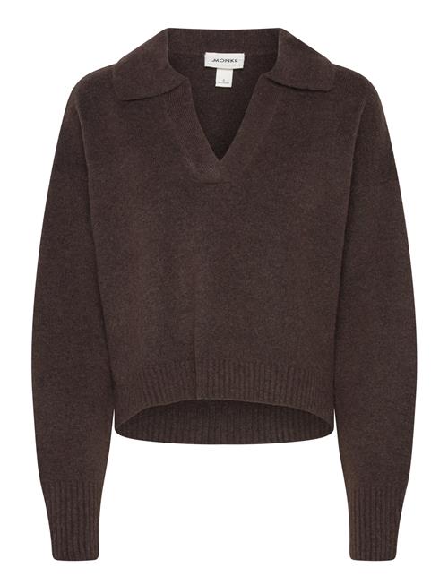 Soft Knit Polo Sweater Monki Brown