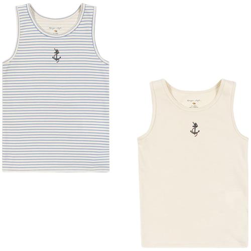 Konges Sløjd GOTS Basic 2-Pack Tanktop Stripe Provence Mix 3 Y  Blå  3 år  mand